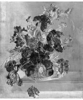 Mural Blue Floral b&w, The...